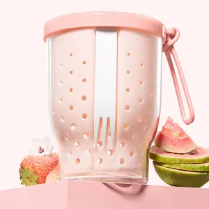 25 Oz Travel Fruit Cups for Car,Fruit Salad Storage Cup with Fork and Lids,Leakproof Reusable Snack Containers,Airtight Food Storage Containers,Reusable for Travel,Party,Office