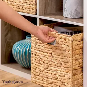Storage Baskets For Shelves, Wicker Storage Basket, Woven Baskets For Storage, Seagrass Baskets, Large Wicker Basket, Wicker Baskets For Storage 12x12x12 In, 6Pcs