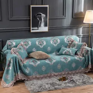Floral Pattern Sofa Cover, Sofa Slipcover, 1 Count Exquisite Lace Sofa Towel, Sofa Protector, Sofa Protector for Home Living Room Bedroom Office Hotel Decor
