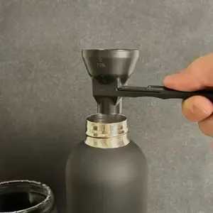 2-Tablespoon Capacity Scoop with Funnel Set, 2-Pack Black Kitchenware for Reusable K-Cup Refillable Pods, Ground Beverages, Protein Powder, 2 Tablespoons