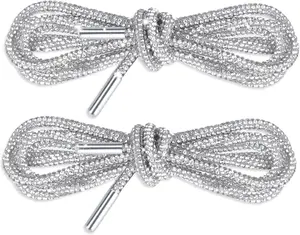 2PCS Glitter Shoe Laces - Rope Bling, Shiny Rhinestone, String for Shoes & Sweatpants