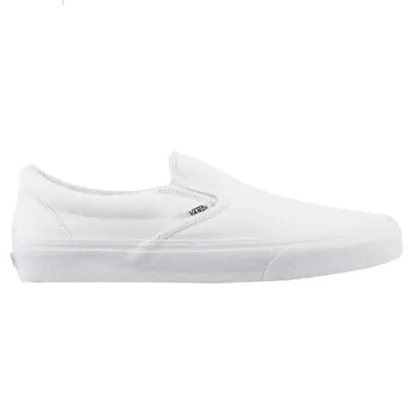 Vans Classic Slip-On Shoes with Black Checkered Pattern, White Sole, and Black Detailing - Girl, Footwear
