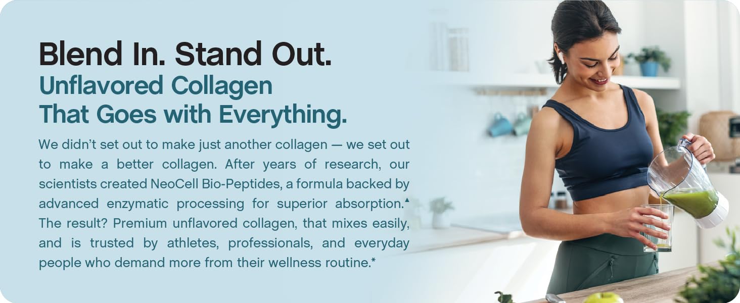 NeoCell Collagen Bio-Peptides Powder | 22oz | Super Hair, Skin, and Nails | Superior Absorption | Grassfed Protein Supplement | Advanced with 18 Essential Amino Acids