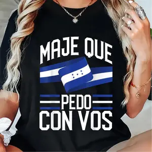 100% Cotton Honduras Flag T-Shirt with Round Neck and Short Sleeve Print, Catracho Pride, Maje Que Pedo Con Vos
