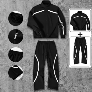 High Street half-zip stand-up collar set, casual sweater and sweatpants two-piece set