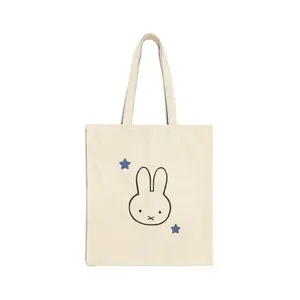 Miffy Blue Stars Tote Bag - Cute Bunny Illustration - Perfect for Kids and Adults - Eco-Friendly Reusable Shoulder Bag