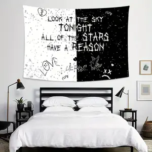 1 piece, Inspirational "Look at the Sky Tonight" Tapestry - Aesthetic black wall art for bedroom, living room and outdoor decoration