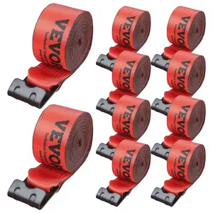 Winch Straps, 4" x 30', 6000 lbs Load Capacity, 18000 lbs Breaking Strength, Truck Straps with Flat Hook, Flatbed Tie Downs Cargo Control for Trailers, Farms, Rescues, Tree Saver, Red (10 Pack)