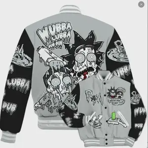 Legend Blue 11s Match Varsity Jacket, Wubba Rick Drip Printed Baseball Jacket, Ricck and Mortyy Merch, 90s Hip Hop Baseball Jacket, Men Women Sports Lightweight Jacket(Sheet)