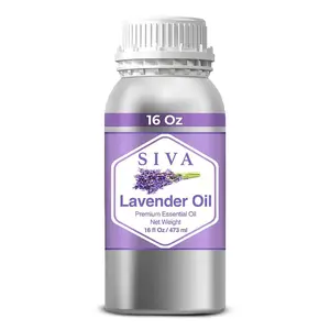Siva Lavender Essential Oil – 16 Fl Oz – 100% Natural Lavender Oil - for Diffuser, Hair Care, Face, Skin Care, Aromatherapy, Scalp and Body Massage, Soap and Candle Making