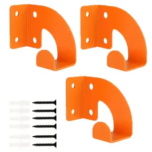 3PCS Garage Chainsaw Wall Mount Holder, Heavy Duty Metal Storage Organizer with Locking Design and Mounting Brackets, Fits Gas Chainsaws and Electric Chain Saws, Space Saving Tool Rack, Yard Tool Rack for Garage, Workshop and Home