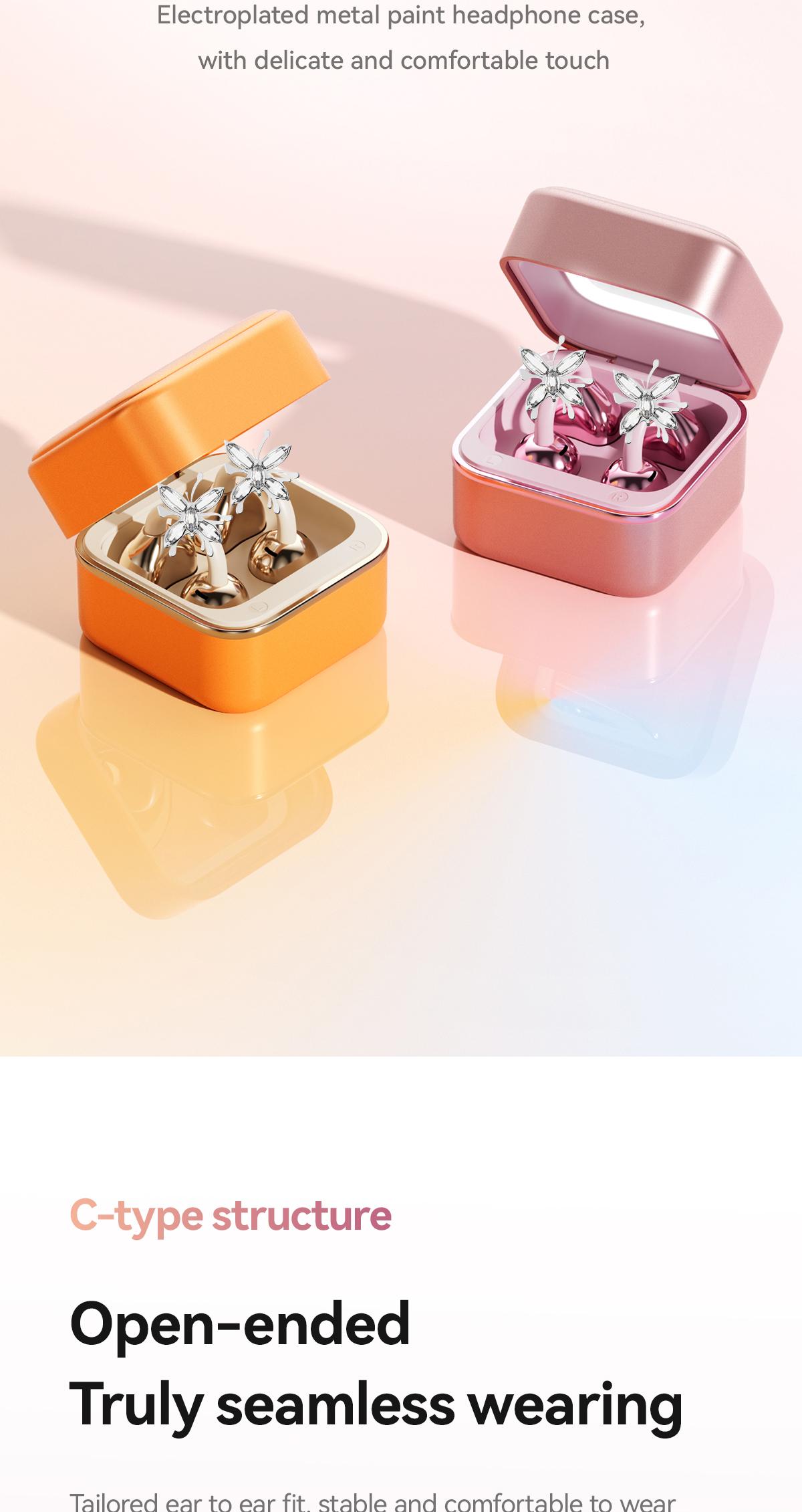 Chengruida M161 ,Butterfly earrings ,Portable Beauty Tool Clip-On Headphones, Fashion Earring Style Open Ear Wireless Earbuds with Panoramic Surround Sound