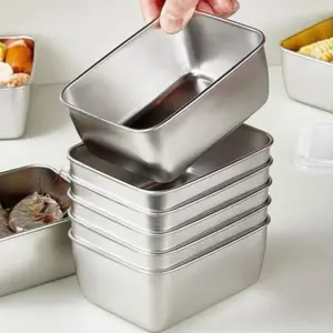 6pcs Stainless Steel Food Storage Box With Lid Durable Lunch Box Multifunctional Household Kitchen Camping Kitchen Utensils