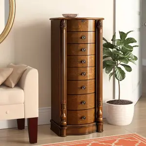 Hives & Honey Walnut Antoinette Locking Jewelry Armoire with Mirror and Divided Compartments jewelry organizer