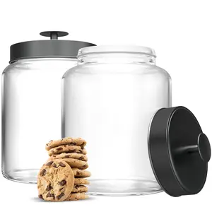 Glass Storage Canisters, 2.8 Liter, Set of 2 Containers Kitchen
