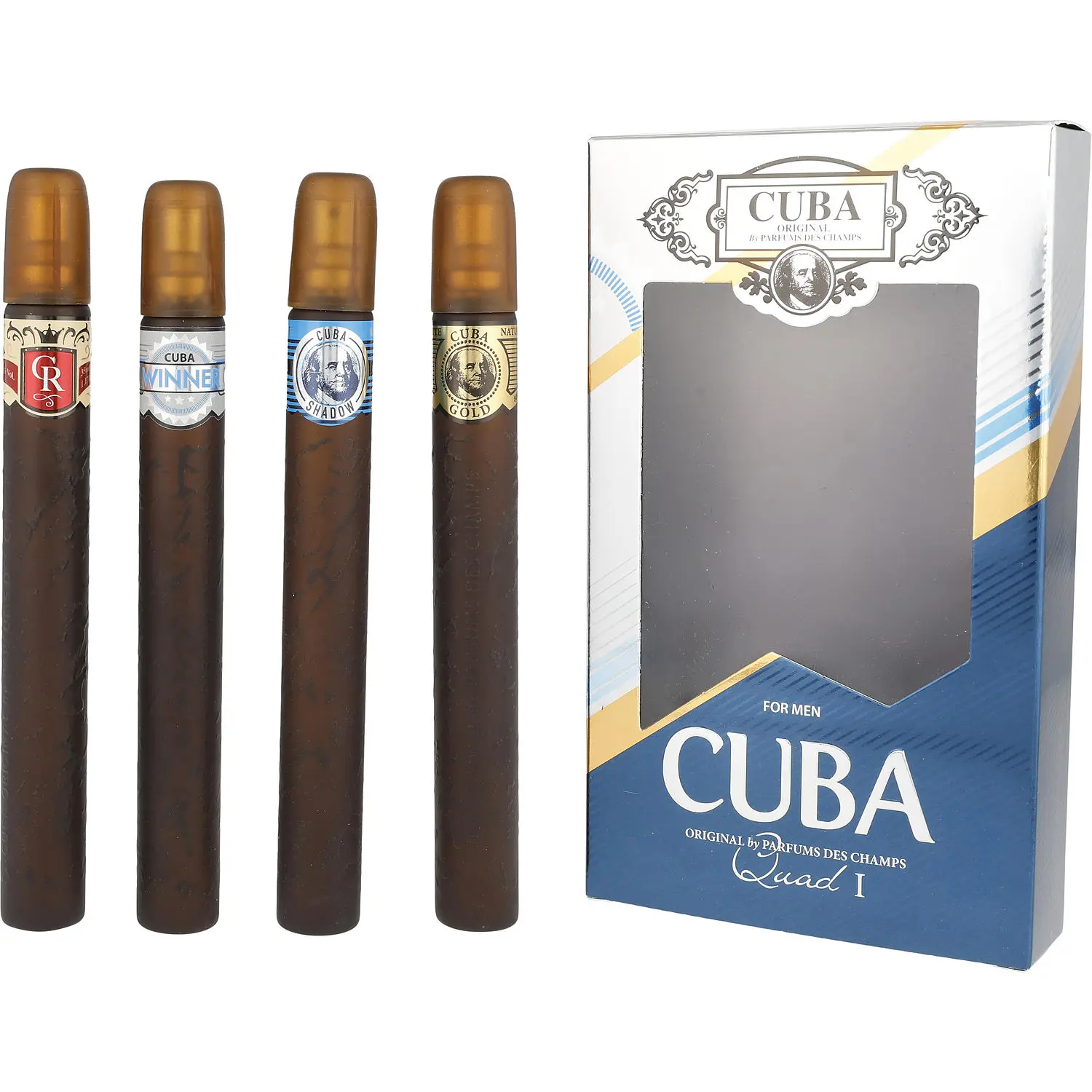 Cuba Variety Set-4 Piece Quad Man With Cuba Gold & Royal & Shadow & Winner And All Are Edt Spray 1.17 Oz For Men Cuba Variety Set-4 Piece Quad Man With Cuba Gold & Royal & Shadow & Winner And All Are Edt Spray 1.17 Oz For Men