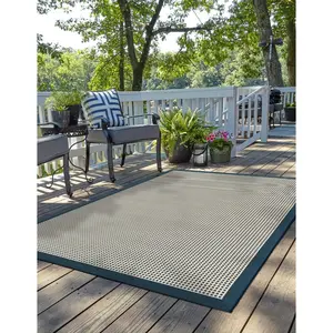 Navy Blue Outdoor Border Rug