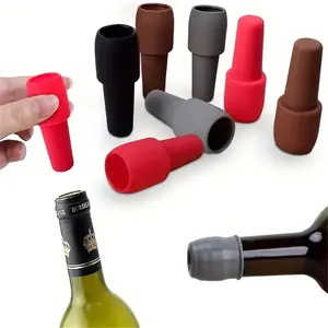 Random Color Silicone Wine Stopper, 4 Counts Reusable Wine Bottle Stopper, Champagne Stopper, Wine Sealer for Wine Bottles, Kitchen Gadgets