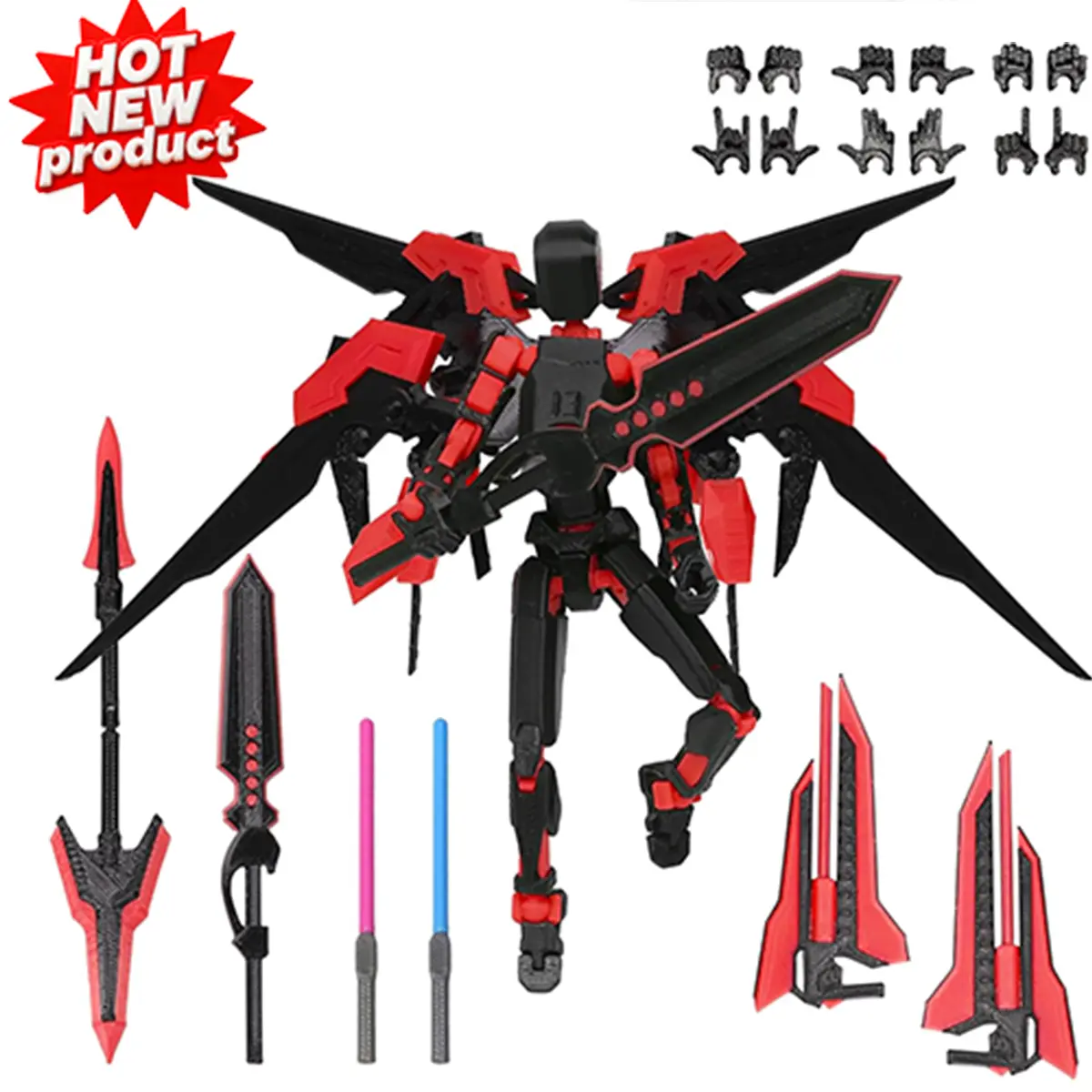 T13 Titan 13 Completed Assembly 3D Printed Combat Mech Robot Action Figure Set - Magnetic Modular System, Dynamic Poses, Halberd, Battle Immersion, Tabletop Strategy Collector Desktop Decor DIY Toy