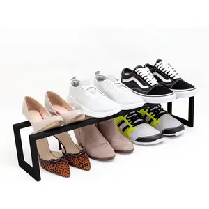 QUALIAZERO 2-Tier Expandable Shoe Rack – Durable Organizer Shelf for Entryways, Bedrooms, Bathrooms, and Laundry Rooms (GALAXY BLACK, 1 PACK)