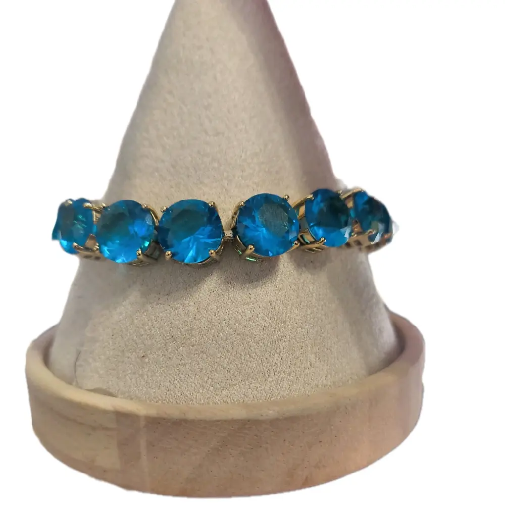 Elegant Blue Stone Bangle Bracelet Laminated Perfect for Daily Wear