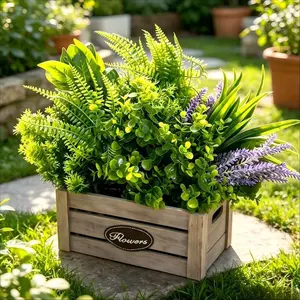 DIY Balcony Flower Pot Set, Artificial Flower Arrangement, 12-Piece Artificial Plants, UV-Resistant, Includes Lavender, Ferns, Eucalyptus, Boxwood, Home Decor, Outdoor Use