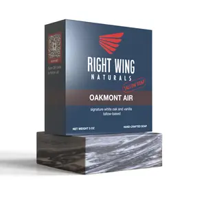 RIGHT WING NATURALS Oakmont Air Tallow Soap for Men – Subtle Vanilla & Oak Scent – Handcrafted 5oz Bar for Confident, Clean-Cut Grooming with Rugged Grit Finish
