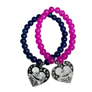 Matching Couple Bracelets | Pink and Blue Glass Beaded Bracelets