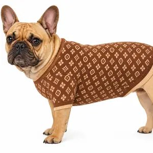 Everything Chic Luxury Dog Couture Apparel Sweater, Small Dogs Puppy French Bulldog Dachshund Chihuahua Cats Maltese, Hooded Sweatshirts Boy Girl, Brown (XX-Large, Chewypawtton)