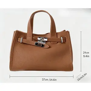 2026 New Arrival: Large-Capacity, Multi-Pocket Minimalist Tote Bag| Urban Luxury Genuine Leather Commuter Handbag| Silver-Tone Hardware| Women's Shoulder Bag| Fits 14-inch MacBook| Soft Suede Lining| Magnetic Closure| Casual Chic Handbag