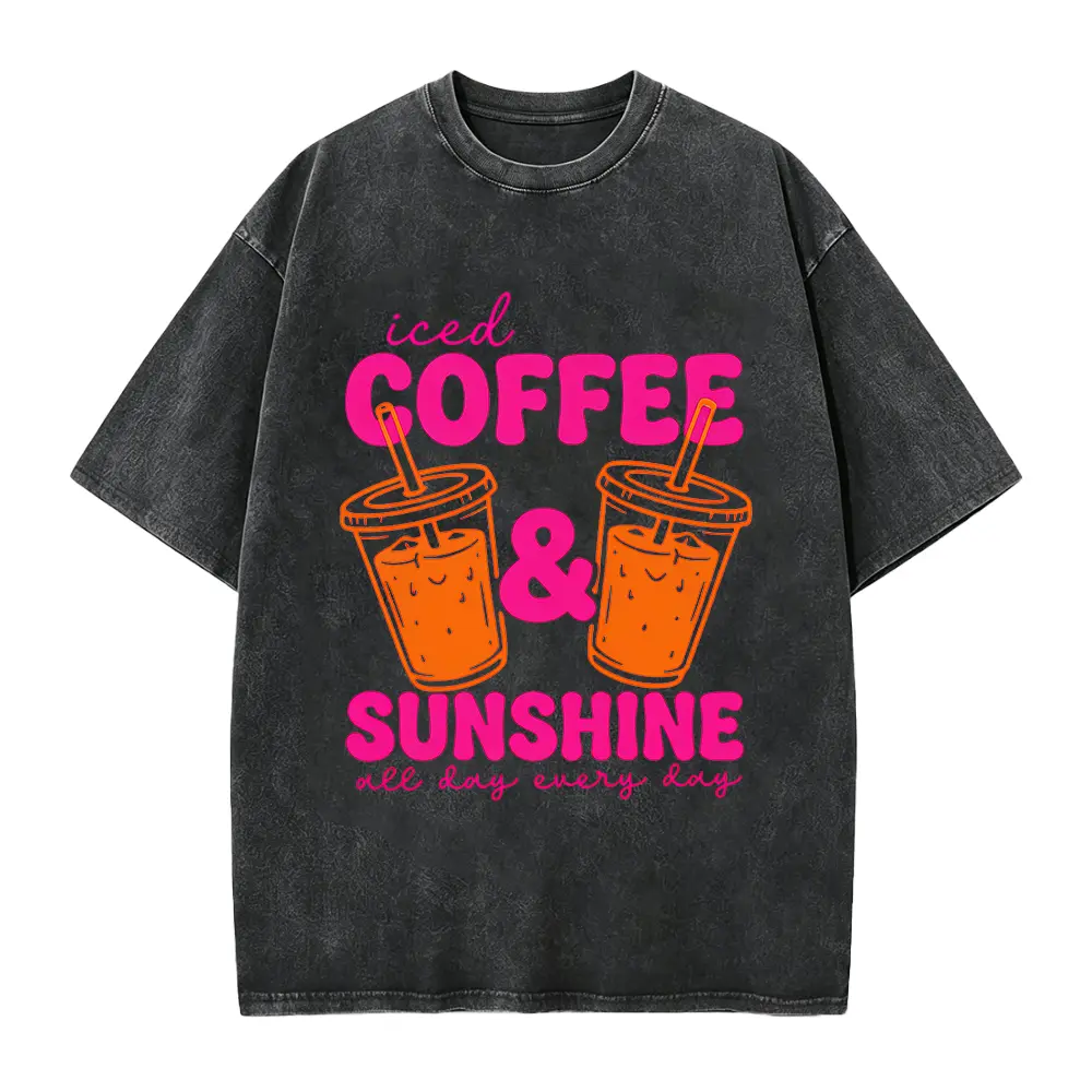Iced Coffee Sunshine Graphic Tee, Summer Vibes Coffee Lover Shirt