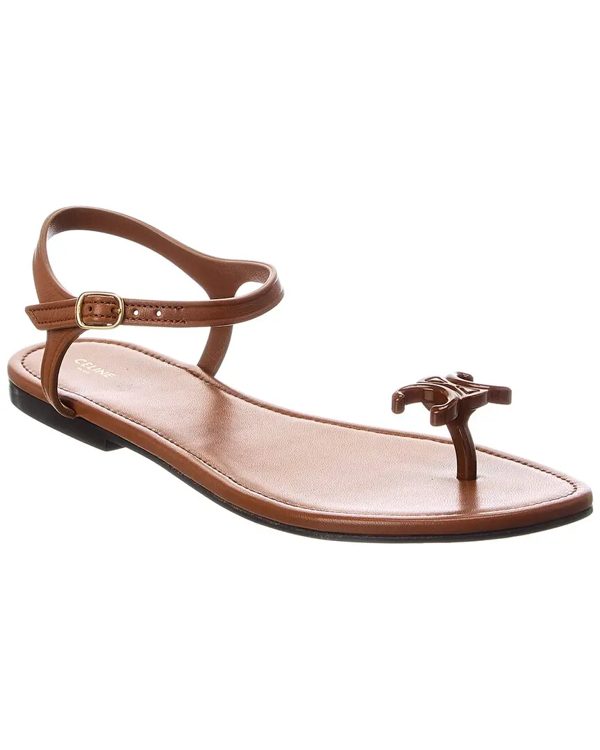 CELINE Triomphe Leather Thong Sandal