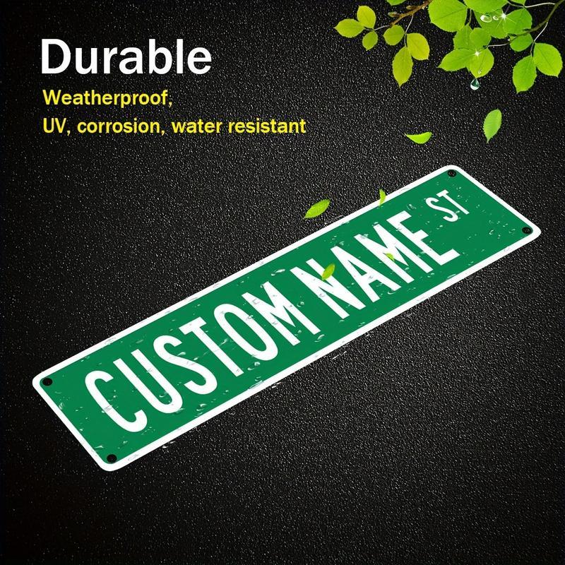 Customizable Aluminum Street Name Sign, 16X4 Inches, Easy Install, Weather-Resistant, Multipurpose Wall Hanging Decor for Home, Bar, Man Cave, Outdoor Use, English Text, 40X10Cm Christmas Decorations