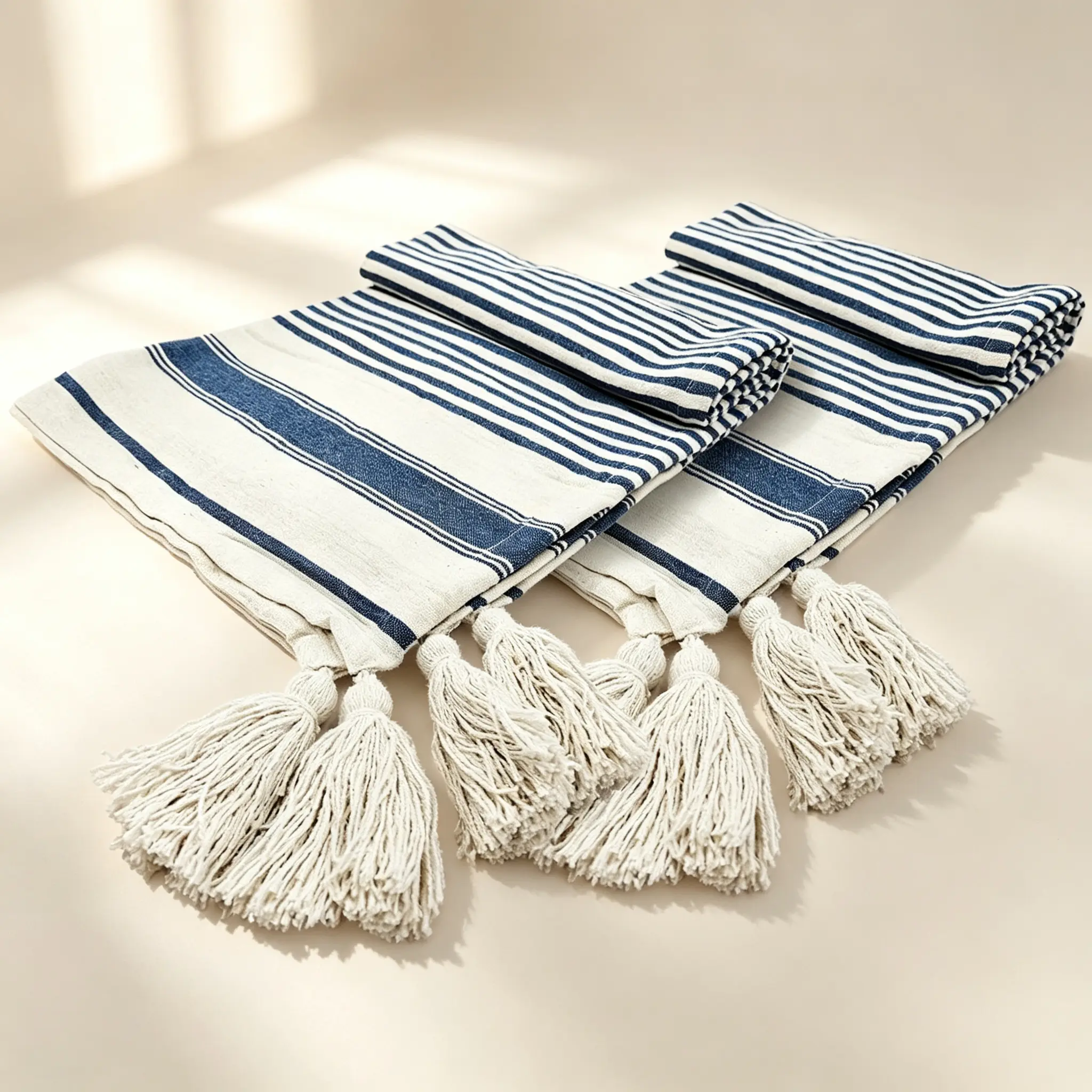 Brighton Blue Striped Throw Blankets - 2-Pack, 50x60in Soft Home Bedding Linens