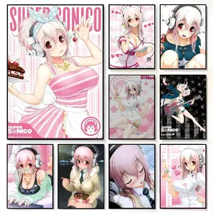 S-Super Sonico Cute Poster Fade-resistant Self-adhesive posters that Perfect for gifts and creating walls in bedrooms Living rooms Bars Coffee houses and Restaurants HD printing waterproof protection