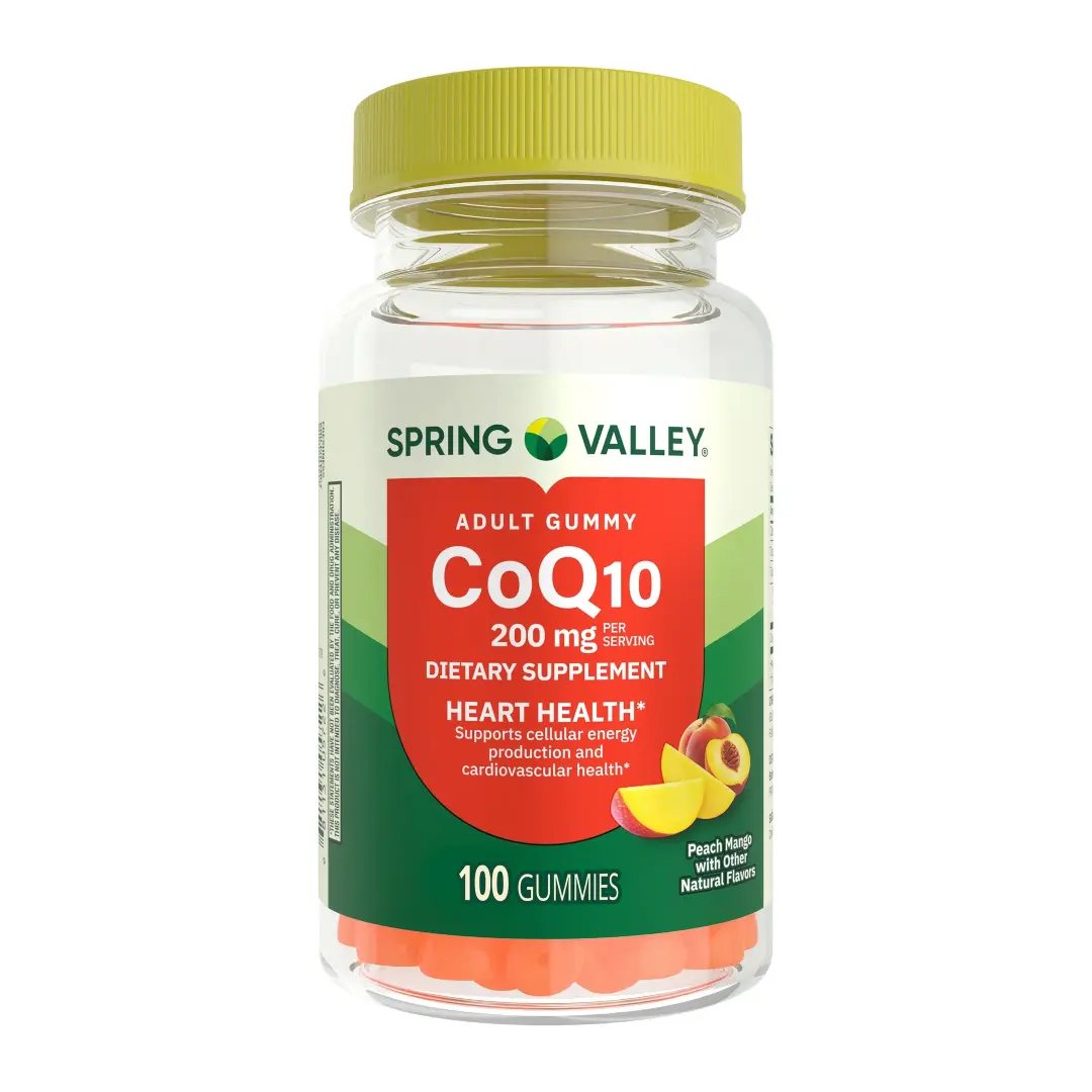Spring Valley CoQ10 Gummies 200mg 100 Count Supports Heart Energy Health Dietary Supplement for Wellness