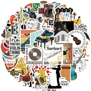 Orchestral Sticker Pack, 52pcs/set Vinyl Instrument Sticker, Classical Music Aesthetic Sticker, Waterproof Sticker for Water Bottle, Laptop, Guitar, Violin, Decor