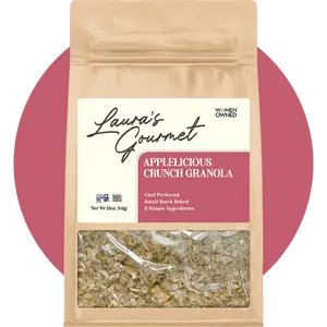 Laura's Gourmet Applelicious Crunch Granola - Chef Perfected Small Batch Baked with Cinnamon Diced Apples & Spiced Oats for Nostalgic Fall Flavor