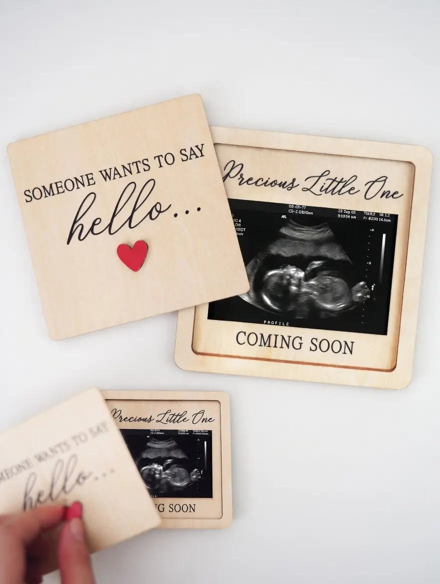 Pregnancy Announcement Gift Set for Grandparents, Ultrasound Photo Frame Surprise Box, Baby Birth Announcement Board & Keepsake, Creative Baby Reveal Gift for Family & Friends