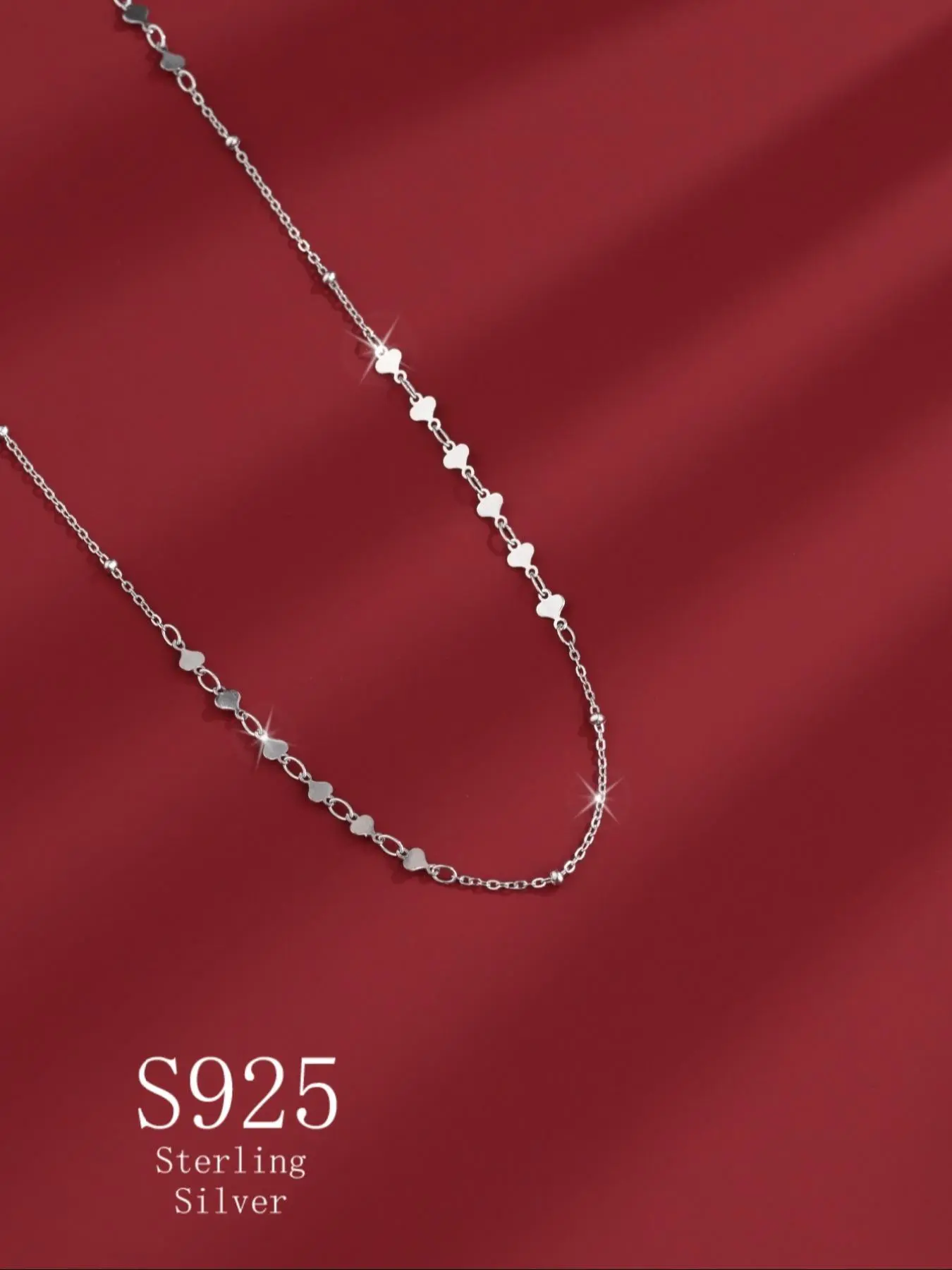 S925 Sterling Silver Adjustable Chain Necklace, Elegant and Boho Style Necklace for Women, Perfect for Daily and Valentine's Day Gifts