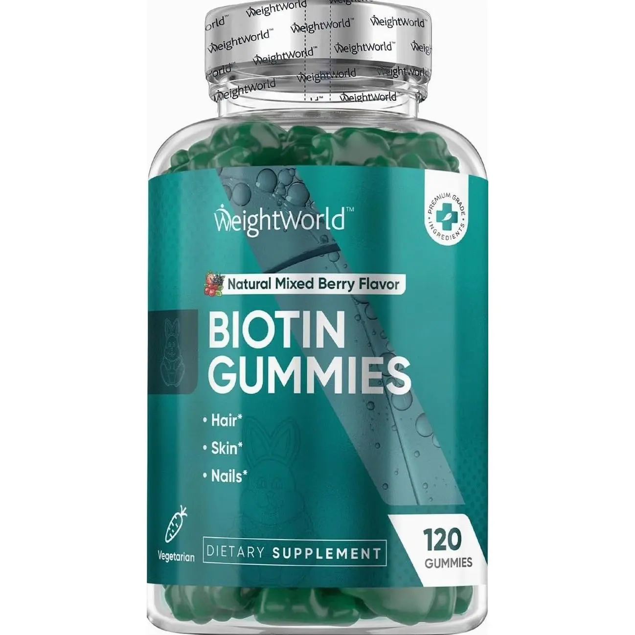 WeightWorld Biotin Hair Skin and Nails Gummies- 120 Count - Biotin for Hair Growth Women & Men - Biotin Gummies 5000mcg with 13 Essential Nutrients - Vegetarain - Non-GMO - Gluten-Free - Lactose-Free