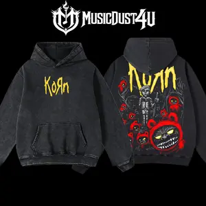 MusicDust4U Korn "The Nothing" Teddy Bear Design 100% Premium Cotton 230gsm Washed Unisex Classic Fit Menswear T-Shirt & Hoodie American-Made Apparel