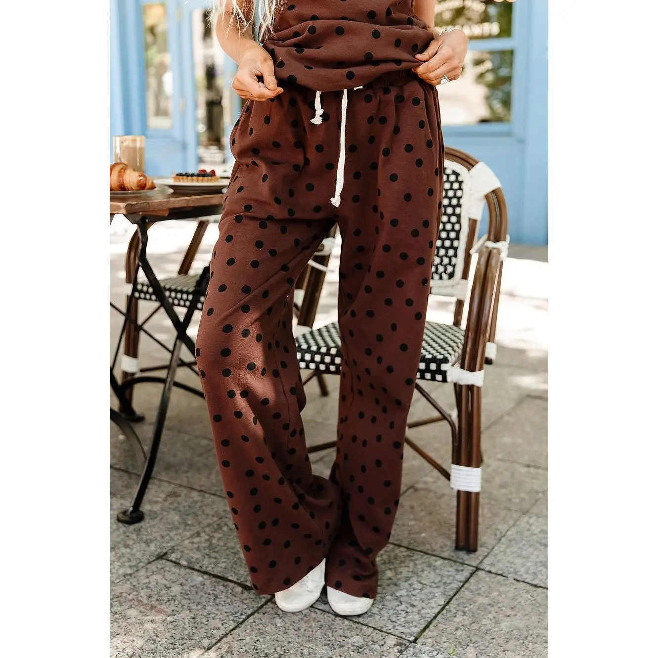 24/7 Pant - On Point | Womens Wide Leg Lounge Pants Polka Dot Brown & Black | XS-3XL | Plus Size