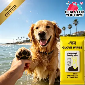 Natural Ingredients PRO Pet Glove Wipes Bathing & Deodorizing No-Rinse Grooming for Dogs & Cats | Extra Thick & Glove-Fit Design Daily Care Traveling | Eco-Friendly 20pcs Pack Alcohol-Free Hypoallergenic Furry Haha Cleaner Cleaning