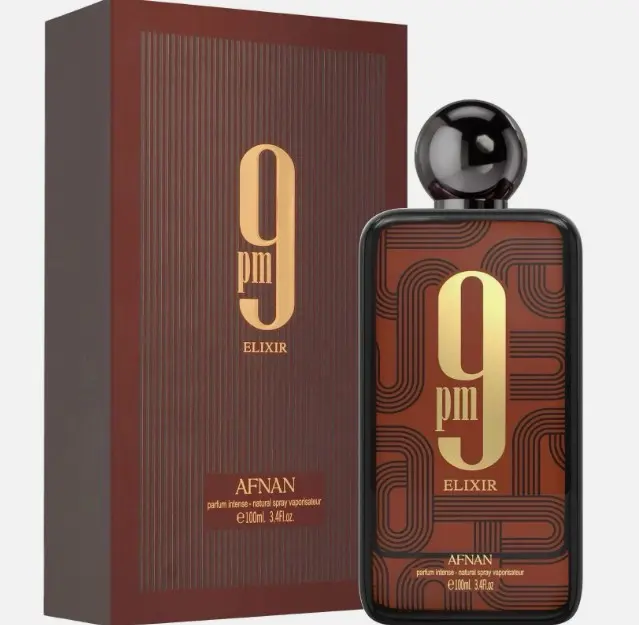 Afnan 9 PM Elixir Extrait de Parfum Spray 3.4oz Unisex Warm Spices Leather Spicy Fragrances Rich Aromatic