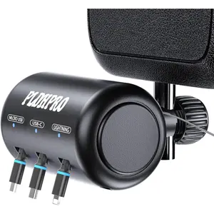 Retractable  Backseat 3 in 1 Multi  Station Box with USB Type C Lightner Retractable Cables for  Phones |  |  | Android | Uber | Share Ride Customer  Dock