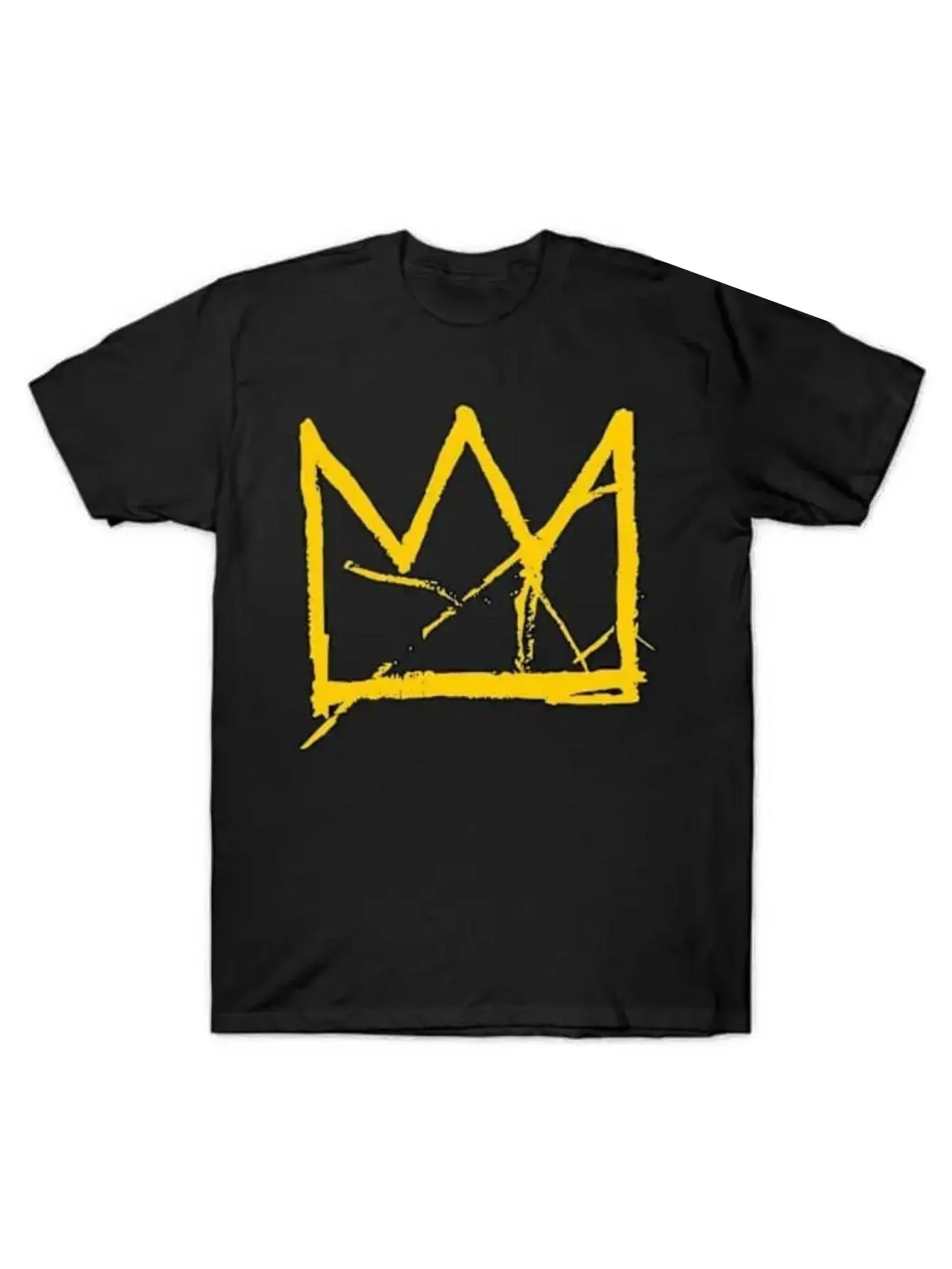 1 Basquiat King Crown Inspired T-Shirt, Unisex Couples Style, Streetwear Short Sleeve Cotton Tee - Super Soft, Breathable, Moisture Wicking, Crew Neck, Casual Summer Tee