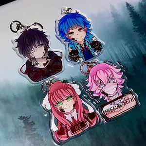 4 ops Visual Novel Characters Red Hot Stamp Acrylic Keychains
