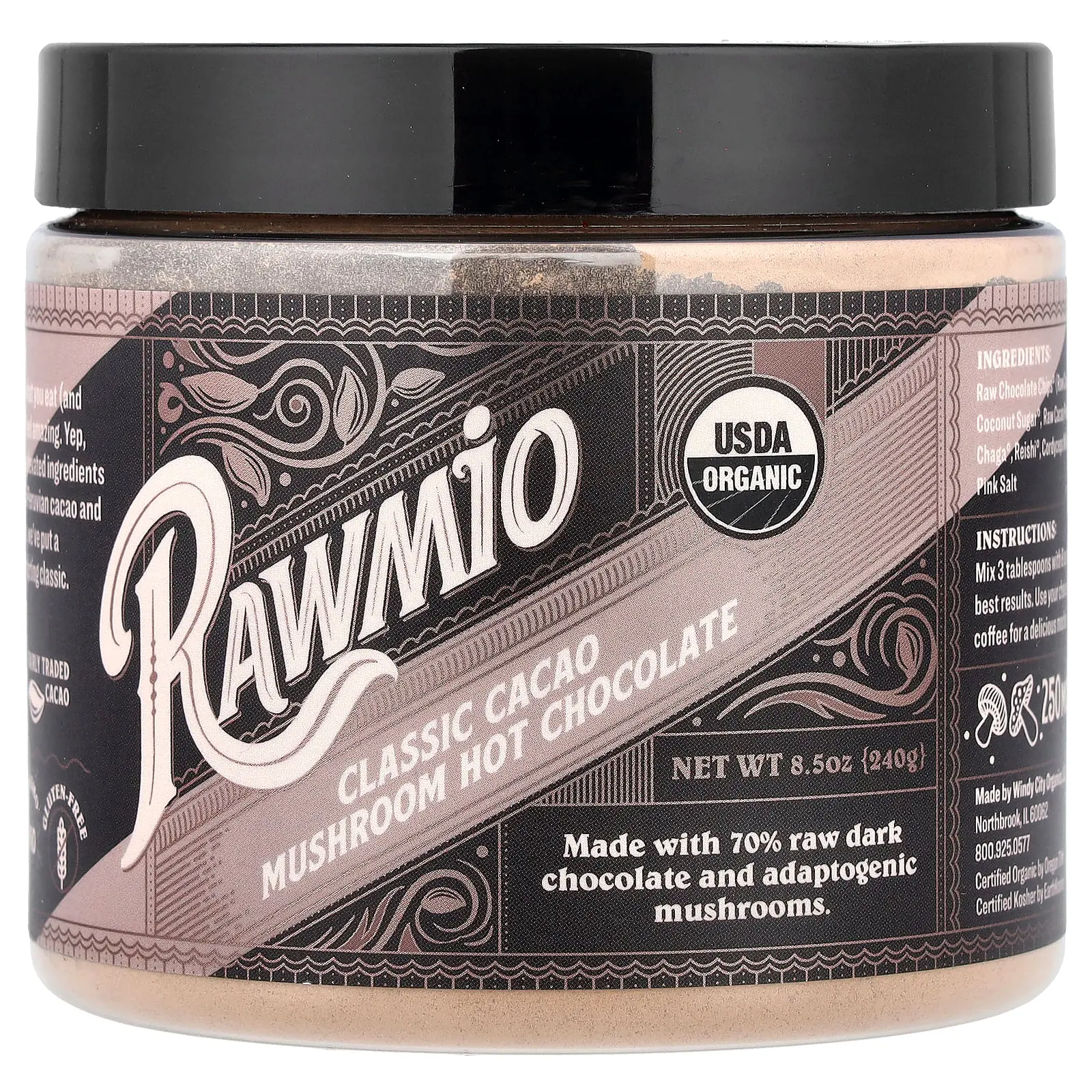 Rawmio Mushroom Hot Chocolate, Classic Cacao , 8.5 oz (240 g) Rawmio Mushroom Hot Chocolate, Classic Cacao , 8.5 oz (240 g)