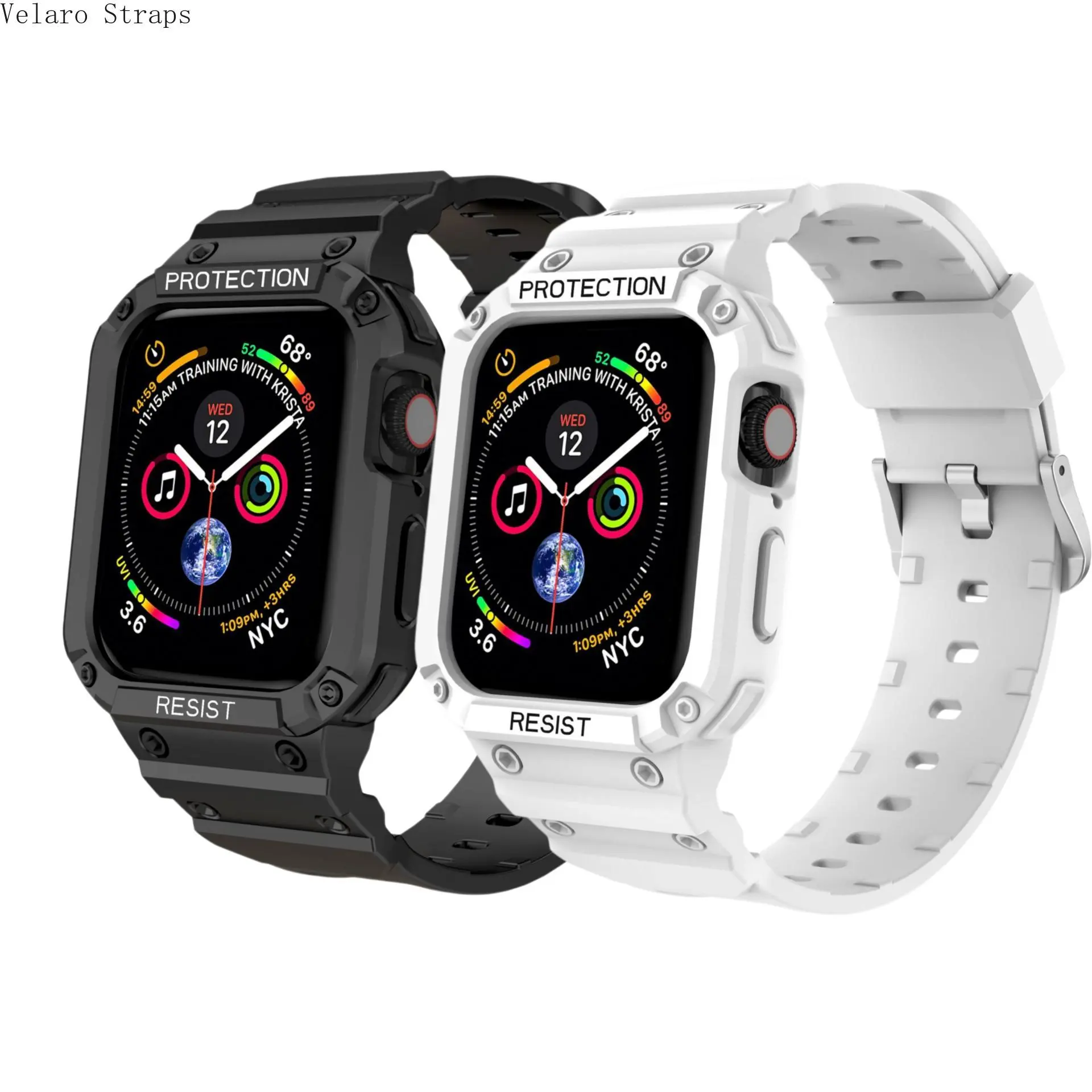 2-Pack Rugged TPU Case + Strap for Smart Watch, All-In-One Sports Protective Band (38/40/41/42/44/45/49mm)